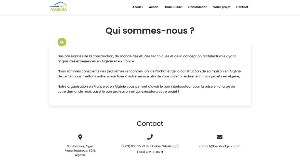 Back to Algeria screen