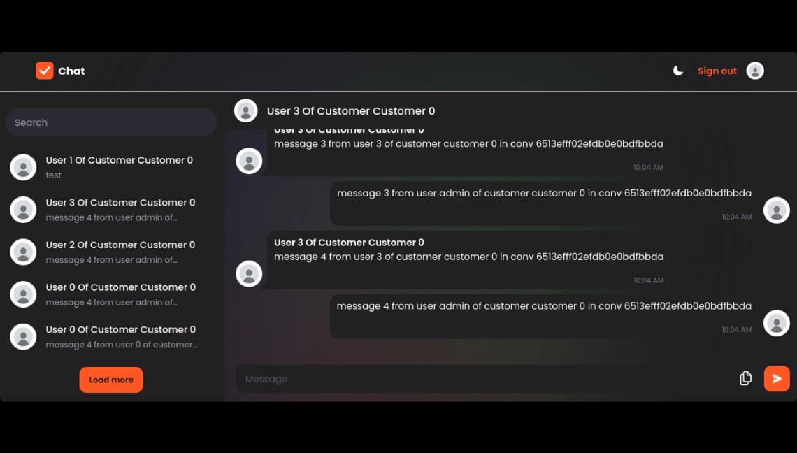 Chat SaaS screen