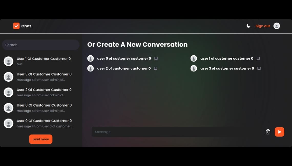 Chat SaaS screen