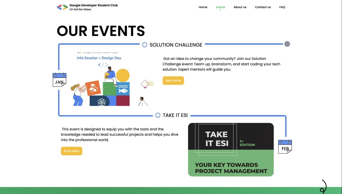 GDSC ESI SBA Website screen