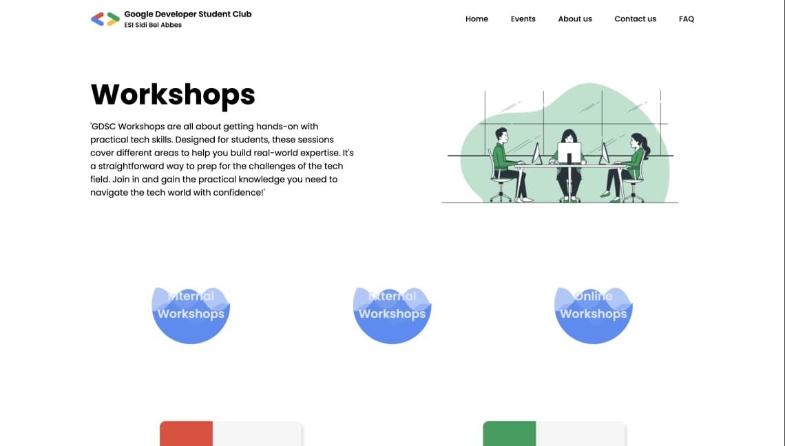 GDSC ESI SBA Website screen