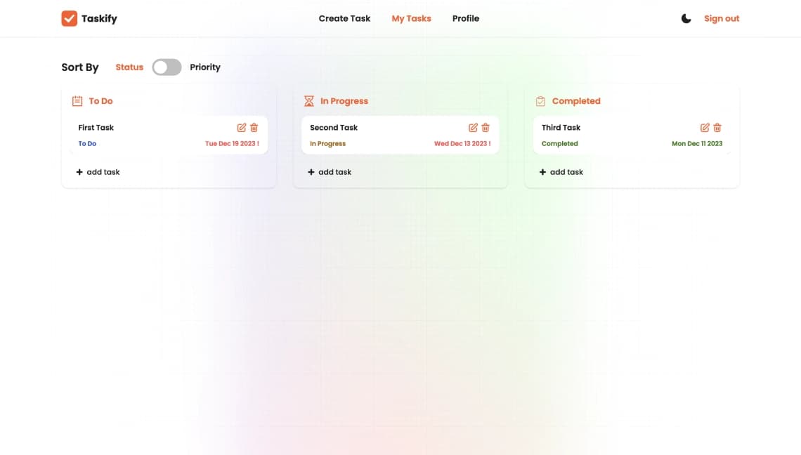 Taskify screen