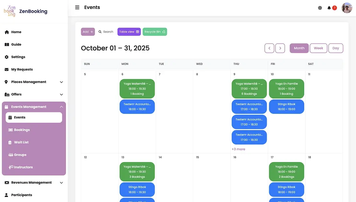 ZenBooking screen