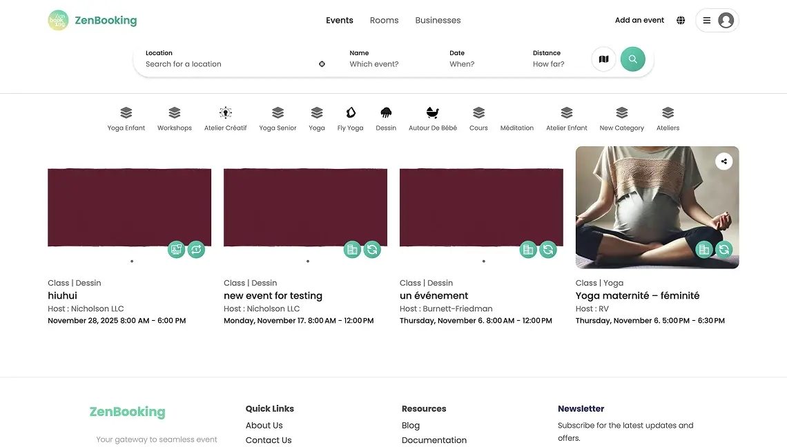 ZenBooking screen